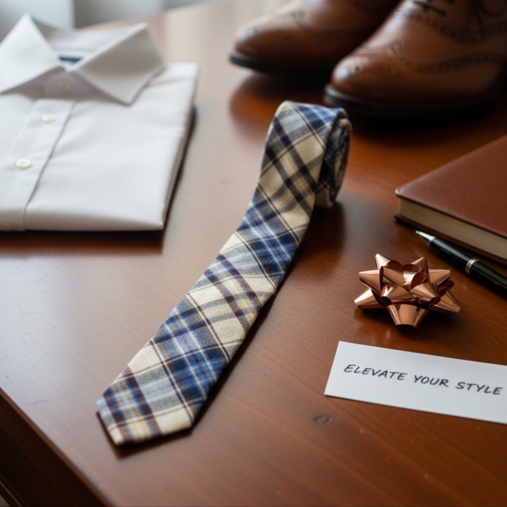 Skinny Tie Madness blue plaid tie